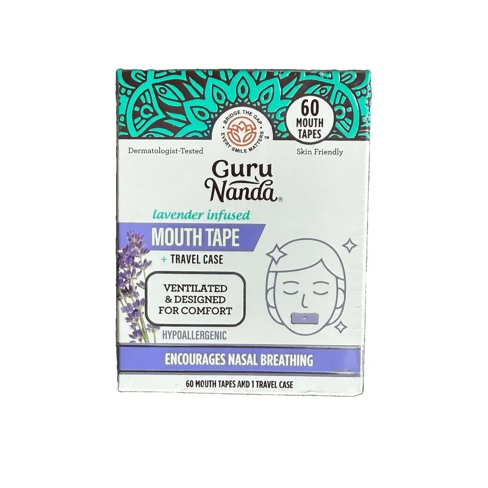 Guru Nanda Mouth Tape and Travel Case for nasal breathing 60 Mouth Tapes & case